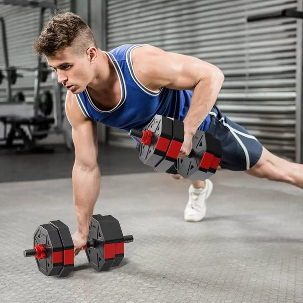 44LB Adjustable Dumbbell Barbell 3 In 1 Set