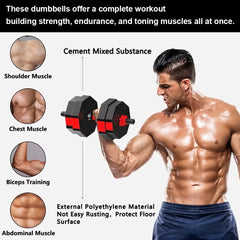 44LB Adjustable Dumbbell Barbell 3 In 1 Set