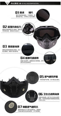 Unisex Ski Snowboard Mask Snowmobile Skiing Goggles Windproof Motocross Protective Glasses Safety Goggles with Mouth Filter