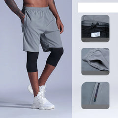 Men's 2 In 1 Compression Running Training Pants