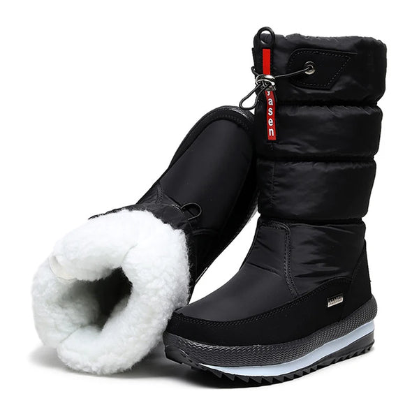 Women's Plush Platform Snow Boots – Waterproof & Warm