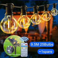 Solar G40 LED Outdoor String Lights with Remote