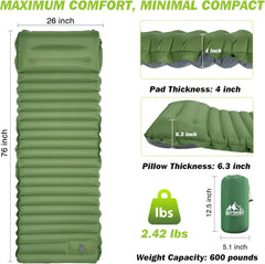 Extra Thick 4" Self-Inflating Camping Sleeping pad