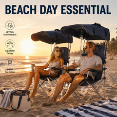 Folding Camping Chair With UPF 50+ Sunshade