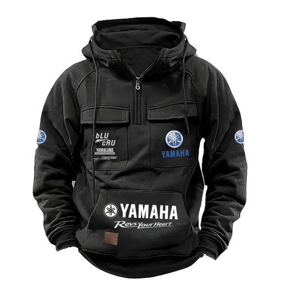 Men's Oversized Hooded Multi-Pocket Sweatshirt Jacket