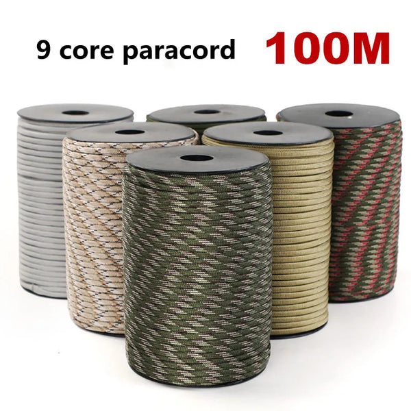 550 9-Core Paracord Rope 4mm Survival Cord (50M/100M)