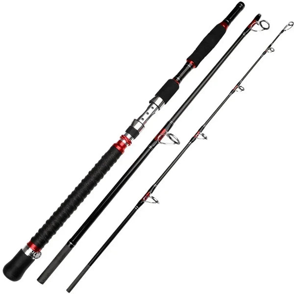 Portable Carbon Spinning Fishing Rod 3 Piece