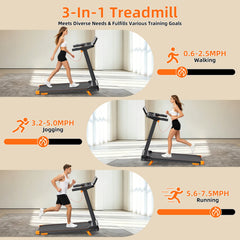 3 In 1 Foldable Walking Pad Treadmill Incline