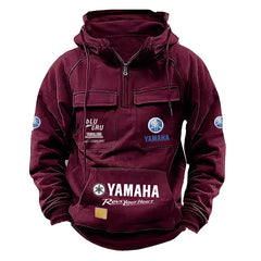 Men's Oversized Hooded Multi-Pocket Sweatshirt Jacket