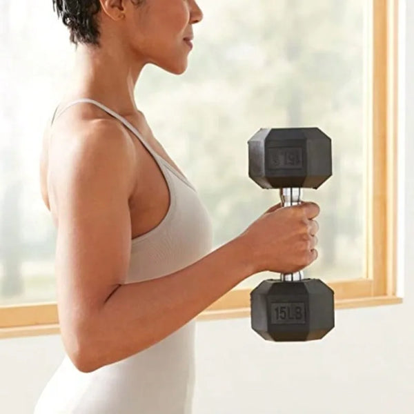 Rubber Hex Dumbbell Hand Weights Large Fitness