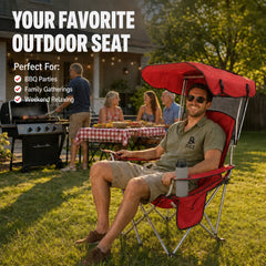 Folding Camping Chair With UPF 50+ Sunshade