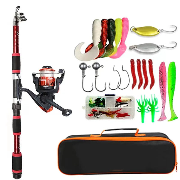 Telescopic Fishing Rod Spinning Reel Complete Kit