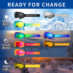 UV400 Anti-Fog Ski & Snowboard Goggles