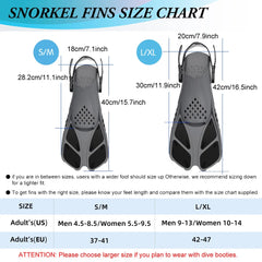 Adjustable Open Heel Snorkel Fins Adult Swimming