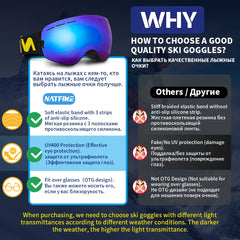 UV400 Anti-Fog Ski & Snowboard Goggles