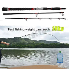 Portable Carbon Spinning Fishing Rod 3 Piece