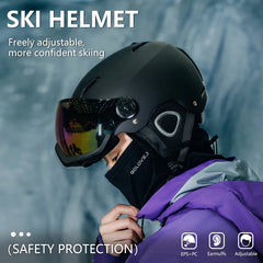 Professional Ski Helmet with Integrated Goggles