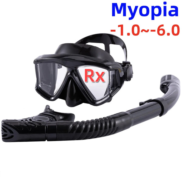 Optical Myopia Snorkel Set Panoramic Diving Mask