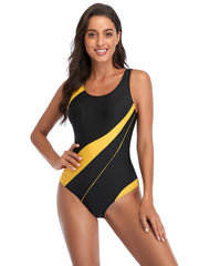 Women's Striped Print Sport One Piece Swimsuit