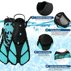 3 In 1 Snorkel Gear Set With Fins
