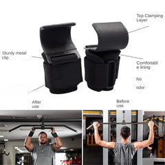 Weight Lifting Hooks with Wrist Straps (1 Pair)