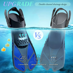 Adjustable Open Heel Snorkel Fins Adult Swimming