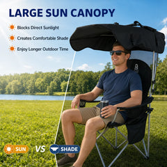 Folding Camping Chair With UPF 50+ Sunshade
