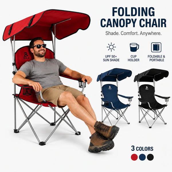 Folding Camping Chair With UPF 50+ Sunshade