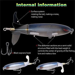 Whopper Popper Topwater Rotating Tail Fishing Lure