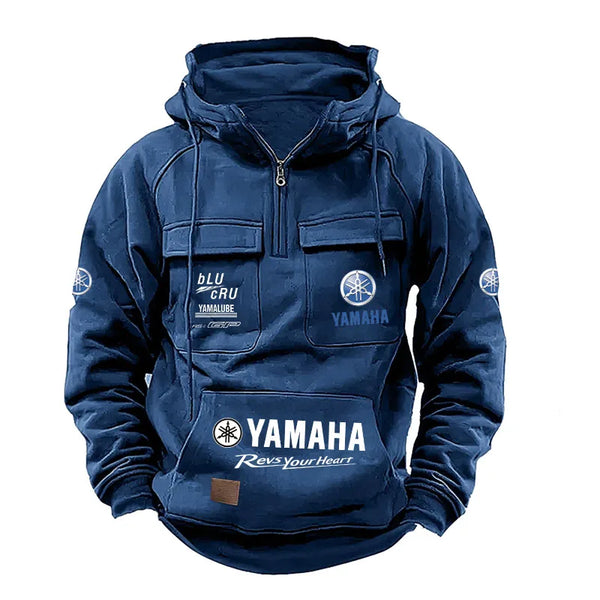 Men's Oversized Hooded Multi-Pocket Sweatshirt Jacket