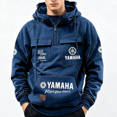 Men's Oversized Hooded Multi-Pocket Sweatshirt Jacket