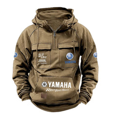Men's Oversized Hooded Multi-Pocket Sweatshirt Jacket