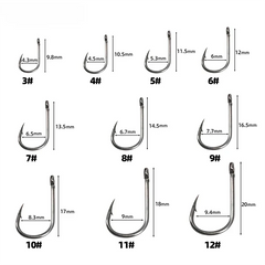 Carbon Steel Sharp Barbed Fishing Hooks 3#-12#