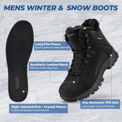 Men's Warm Winter Snow Boots – Wide Fit