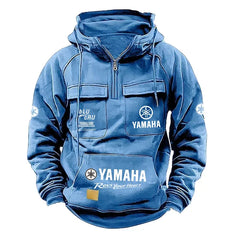 Men's Oversized Hooded Multi-Pocket Sweatshirt Jacket