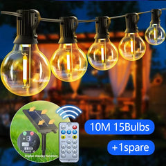 Solar G40 LED Outdoor String Lights with Remote