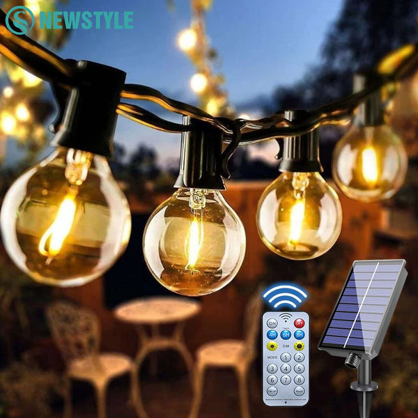 Solar G40 LED Outdoor String Lights with Remote
