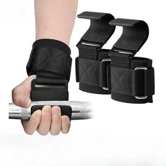 Weight Lifting Hooks with Wrist Straps (1 Pair)