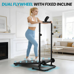 Foldable Non Motorized Treadmill Dual Flywheel