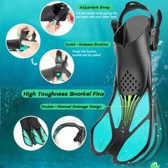 Adjustable Open Heel Snorkel Fins Adult Swimming