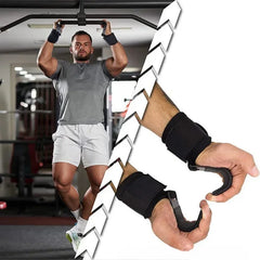 Weight Lifting Hooks with Wrist Straps (1 Pair)