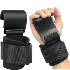 Weight Lifting Hooks with Wrist Straps (1 Pair)