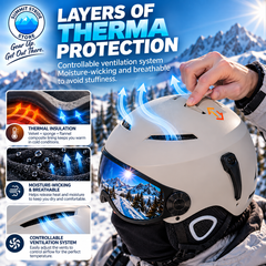 Winter Ski & Snowboard Helmet with Integrated Swiveling Goggles – Lightweight Multi-Layer Protection, Adjustable Fit & Removable Earmuffs