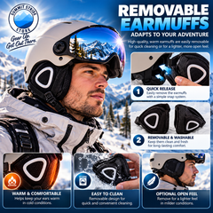 Winter Ski & Snowboard Helmet with Integrated Swiveling Goggles – Lightweight Multi-Layer Protection, Adjustable Fit & Removable Earmuffs